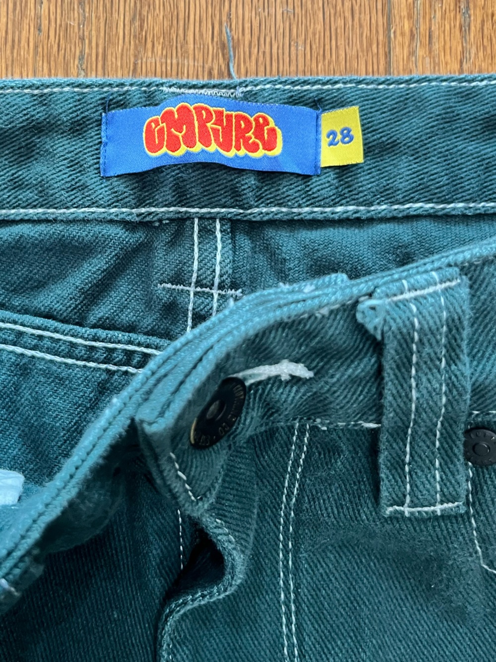 Empyre Jeans Green Relaxed Fit Denim Straight Leg Baggy Skater 90s 28W - Picture 7 of 9